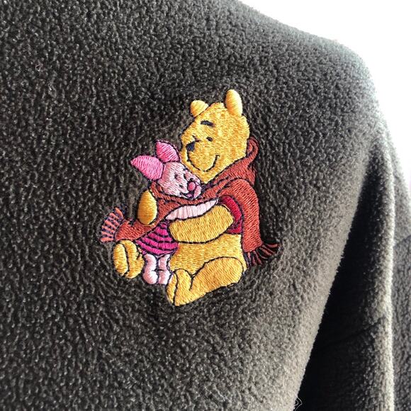Disney Winnie the Pooh and Piglet Green Fleece Quarter Zip Collared Pullover - Picture 7 of 9